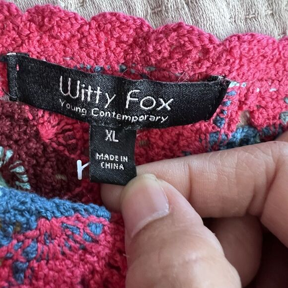 Witty Fox Floral Crochet Crop Tank Top Womens XL Pink Festival Geometric Boho - Picture 5 of 9